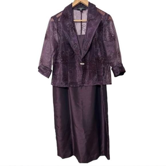 Vintage R&M Richards Sheath Formal Dress in Eggplant Sz 12P - Picture 2 of 16